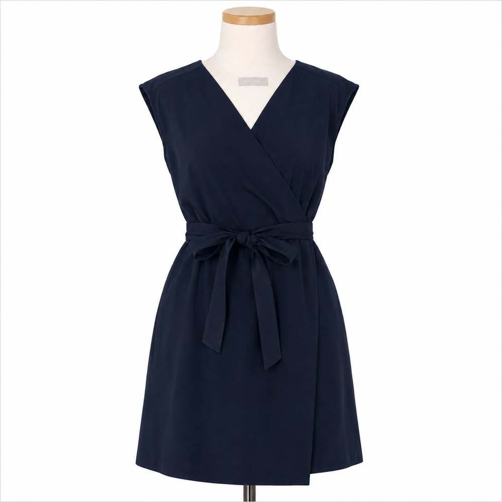 Everlane The Japanese GoWeave Wrap Dress, Black, 6